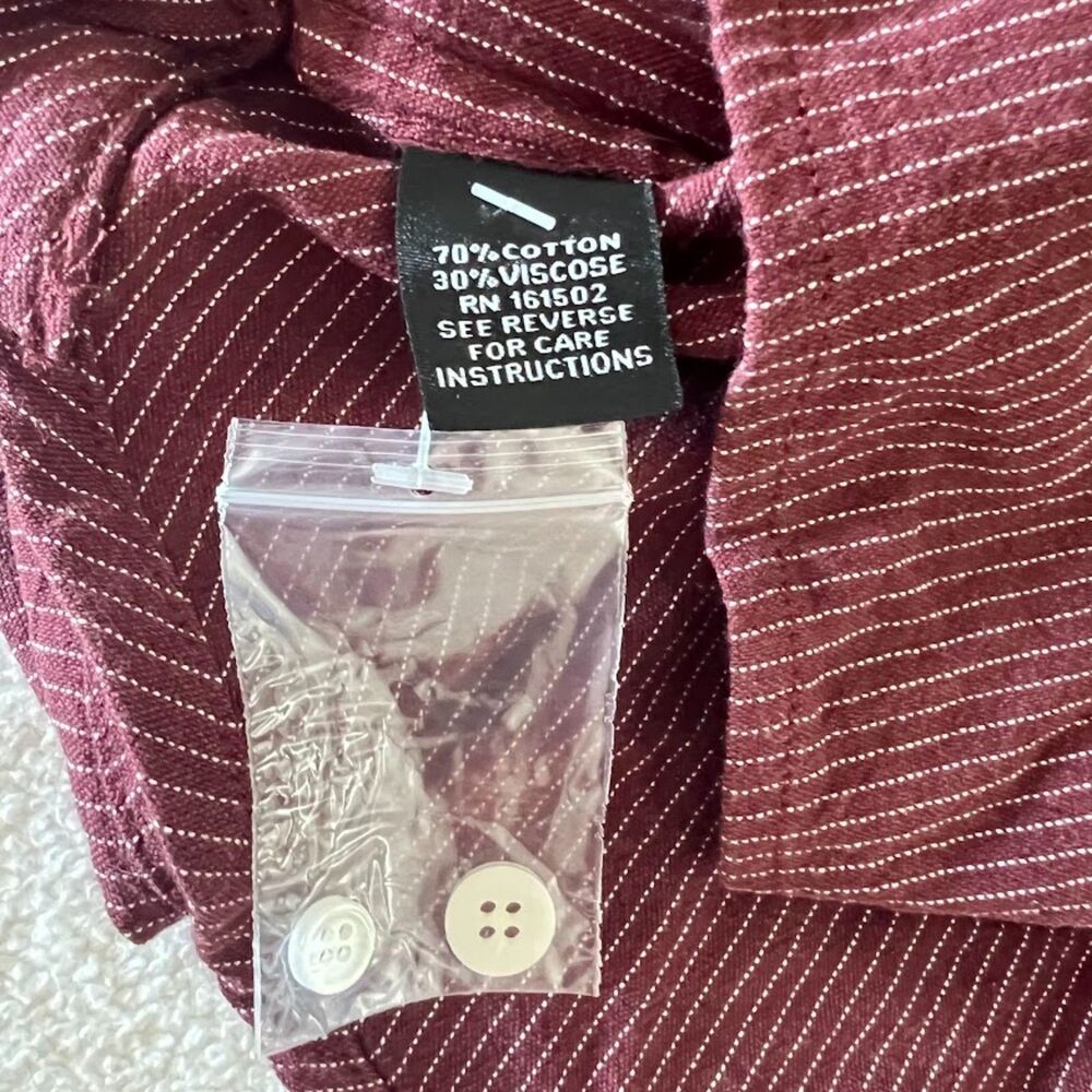Men's J Peterman Company Shirt Dark Red w/ White Stripes, Size L - Picture 7 of 8
